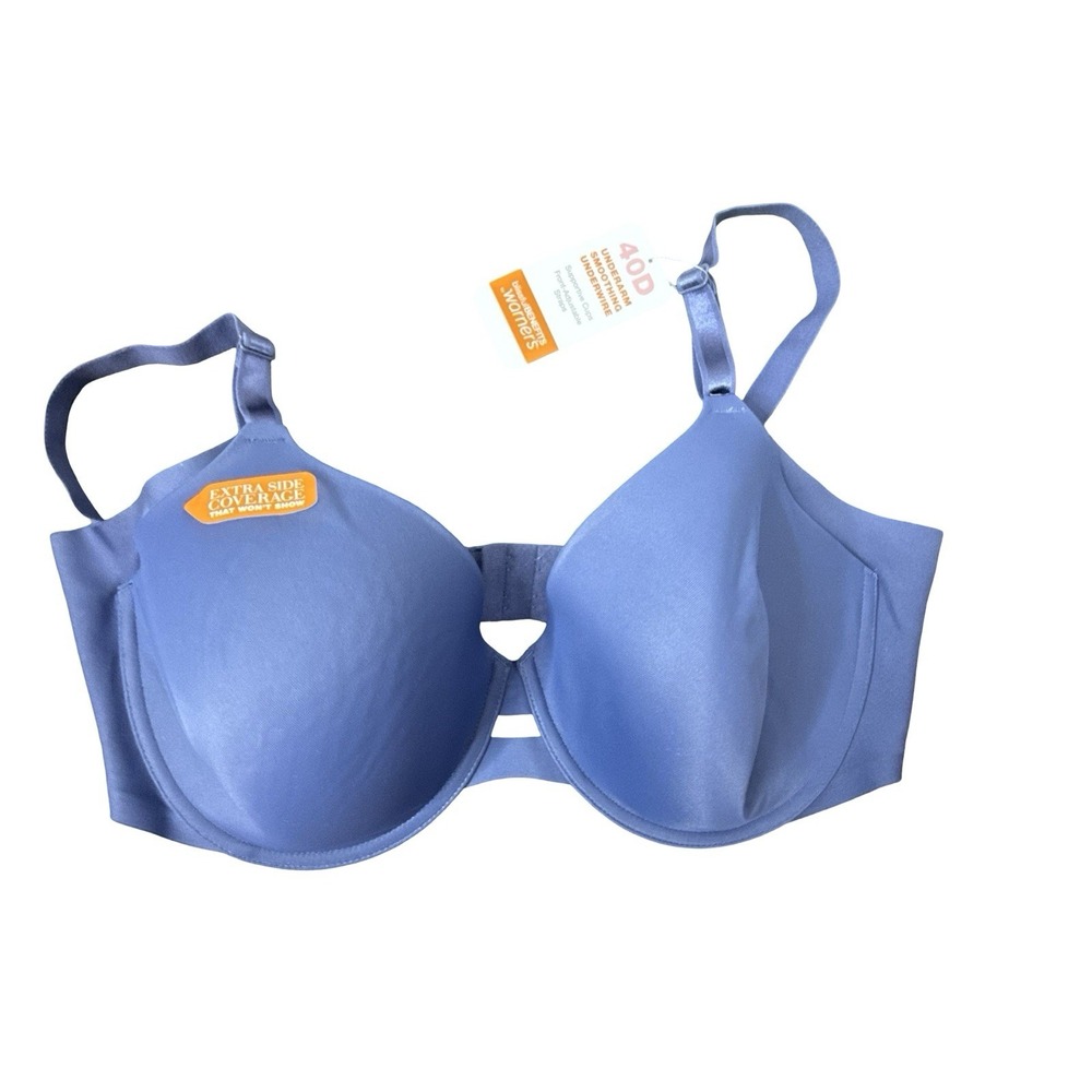Warners Bra Black 40D Smooth Back High Sides Underwire Style 01356 blue